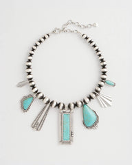 Chico's Originals Turquoise & Charms Motif Collar Necklace