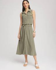 Petite Travelers™ Knit Sleeveless Shirtdress